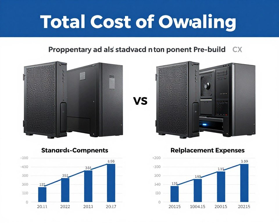 Cost comparison chart showing long-term value of standard versus proprietary components