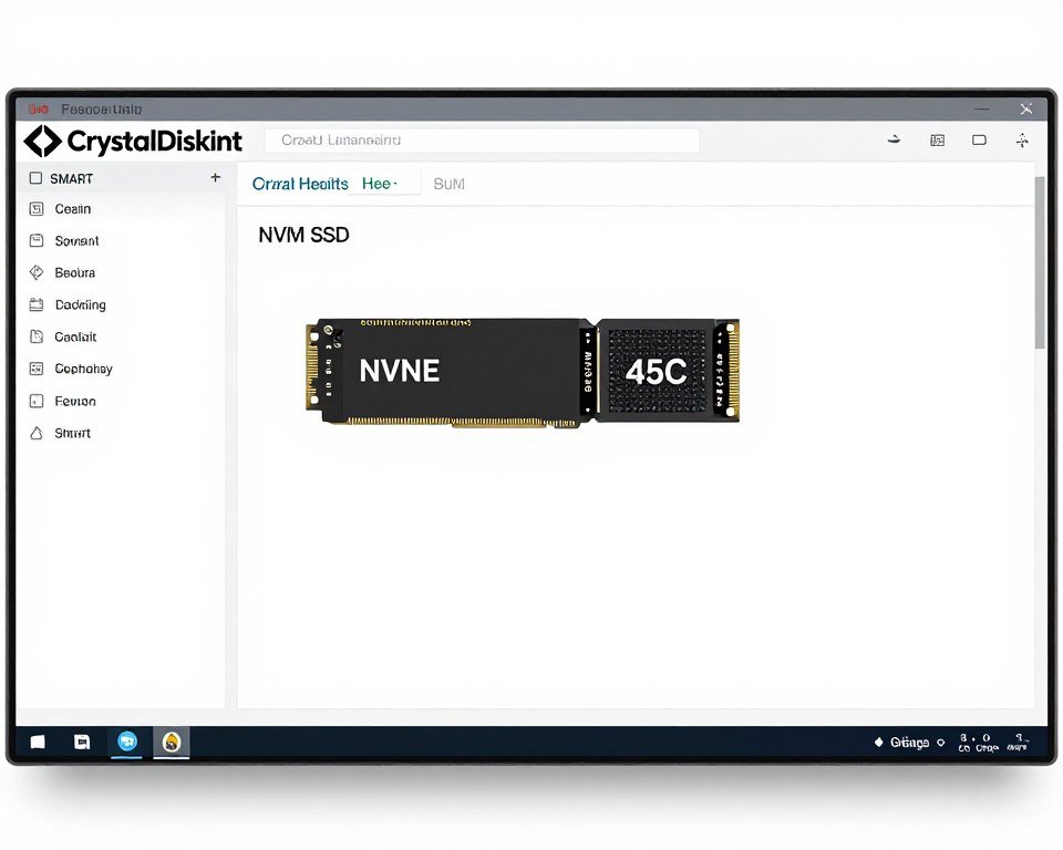 CrystalDiskInfo software showing SSD health status good