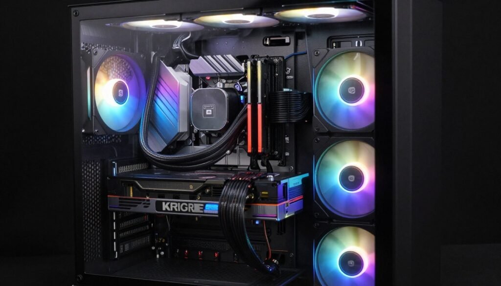 Custom water cooling loop showing cooling performance components