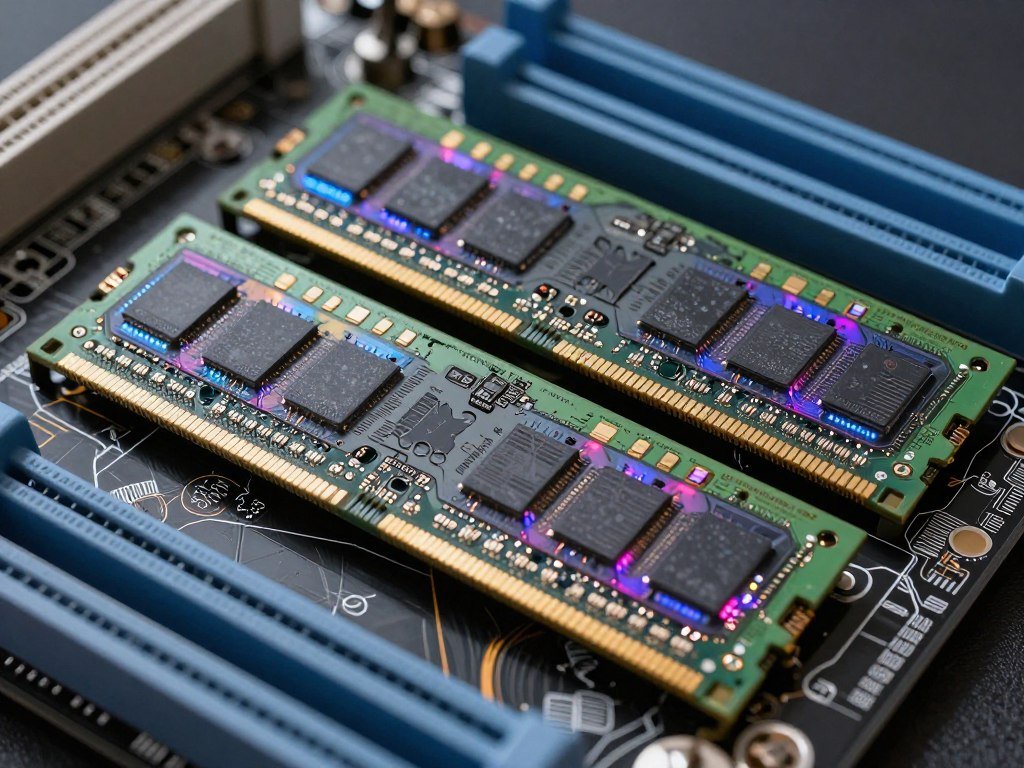 DDR5 RAM modules 32GB kit installed in motherboard slots