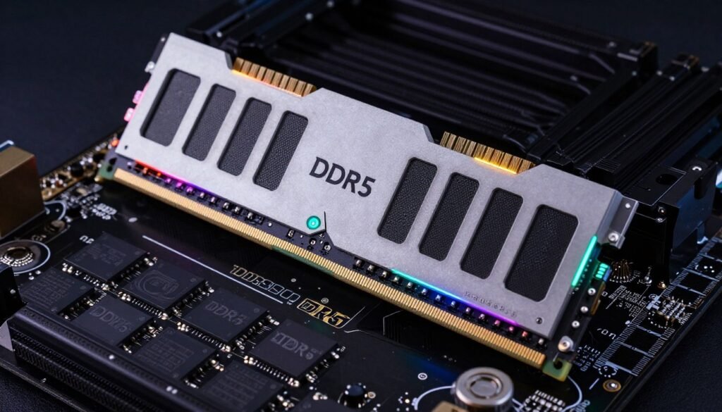DDR5 RAM modules installed in motherboard slots