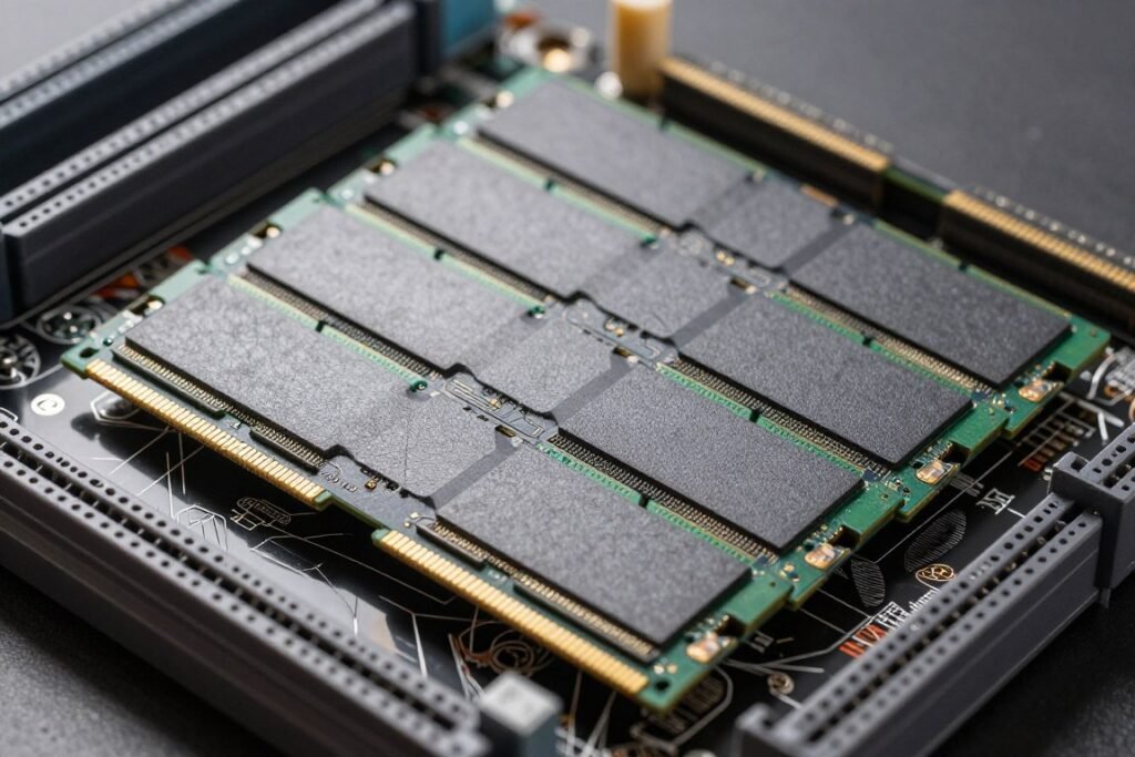 DDR5 RAM modules installed in workstation motherboard