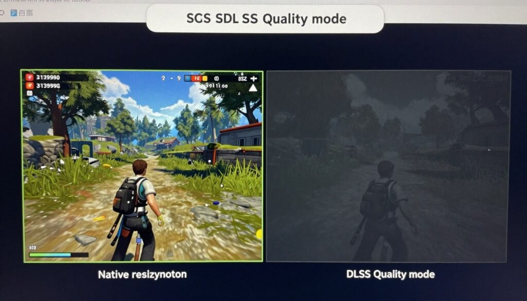 DLSS quality comparison showing native versus upscaled image