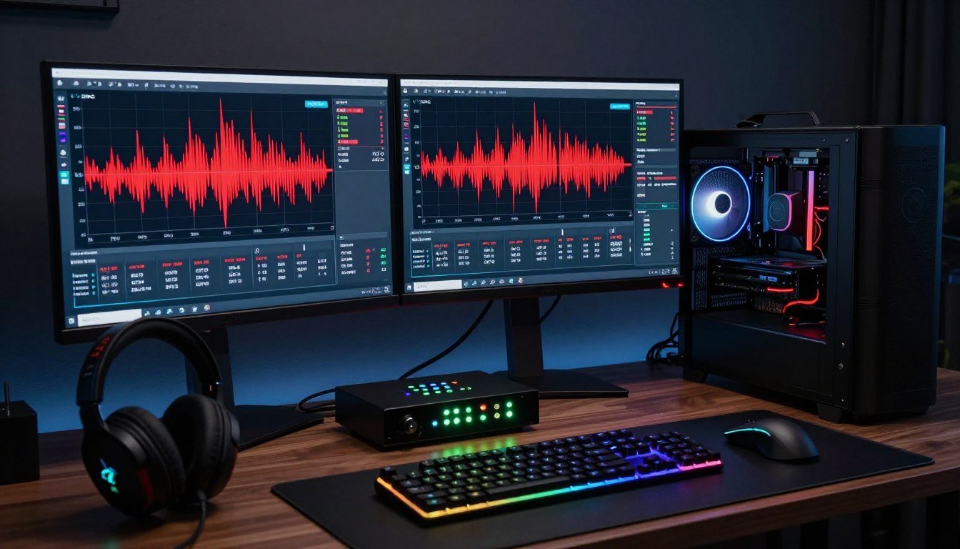 DPC latency fix troubleshooting on gaming PC with audio interface showing latency spikes