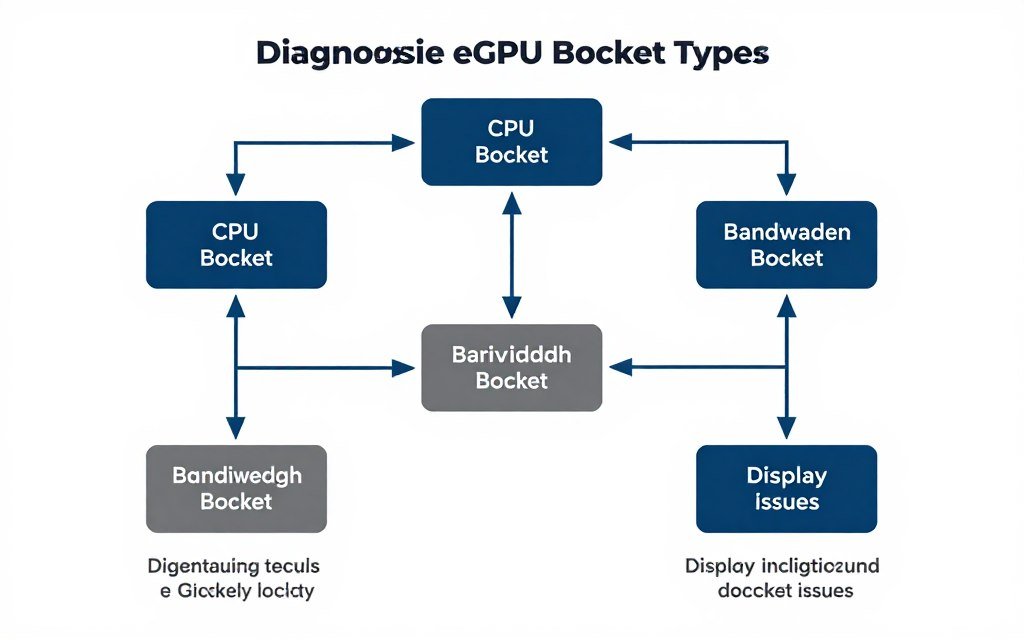 Diagnostic flowchart showing different eGPU bottleneck scenarios