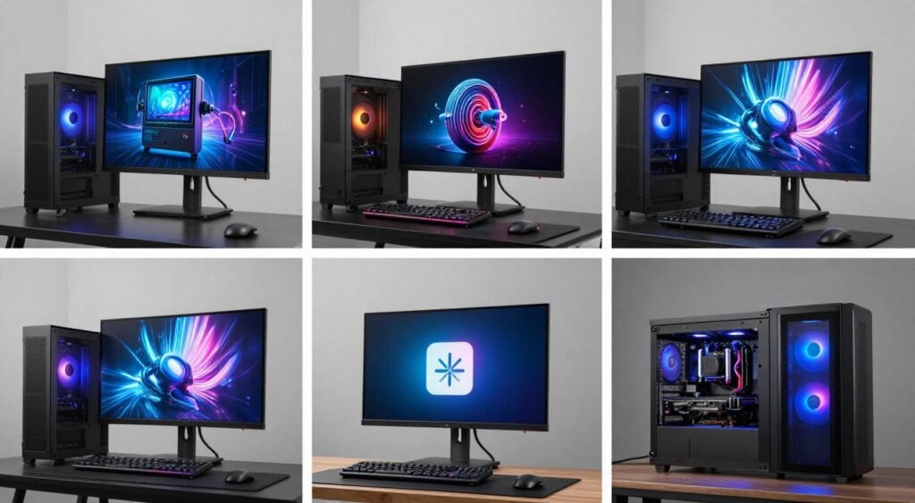 Different PC gaming setups showing various HPET optimization scenarios