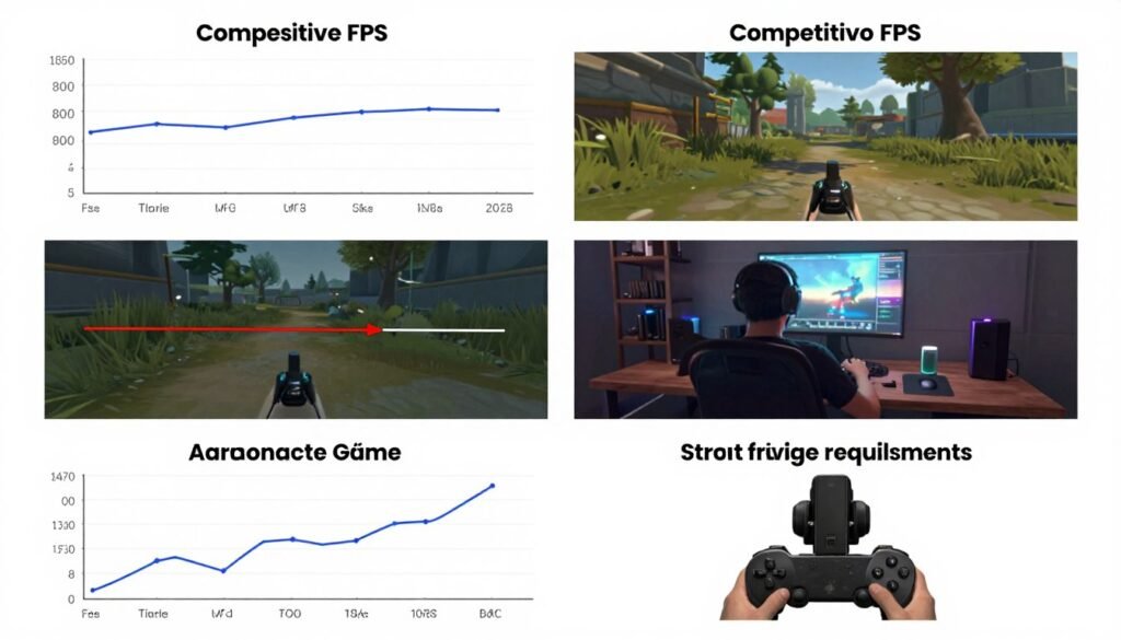 Different gaming scenarios showing frame time patterns