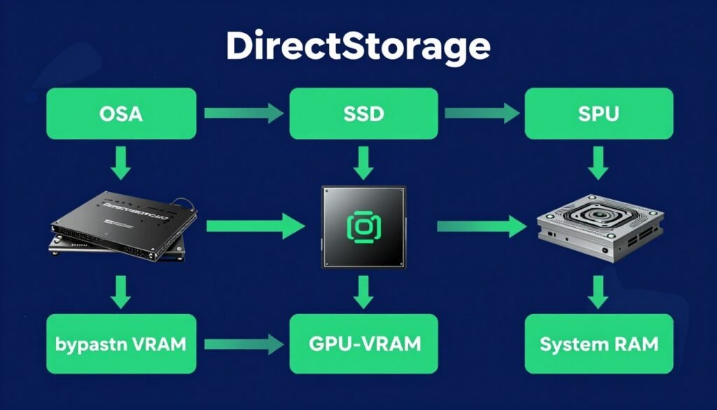 DirectStorage technology diagram showing GPU direct loading