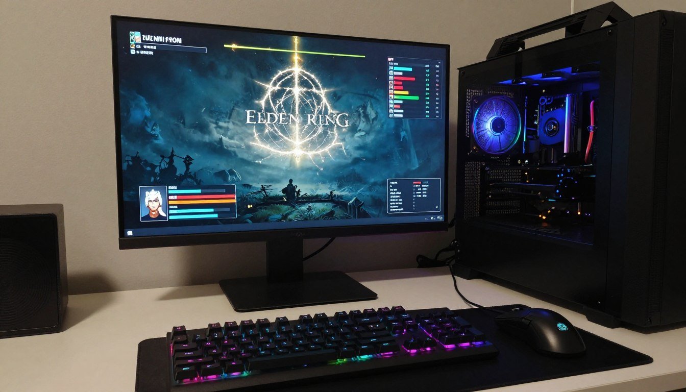 Elden Ring PC fix showing frame rate stuttering on gaming PC monitor