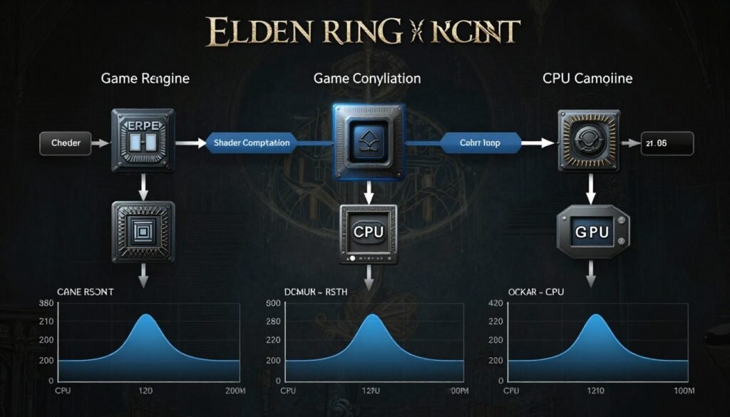 Elden Ring game engine showing shader compilation causing PC performance issues