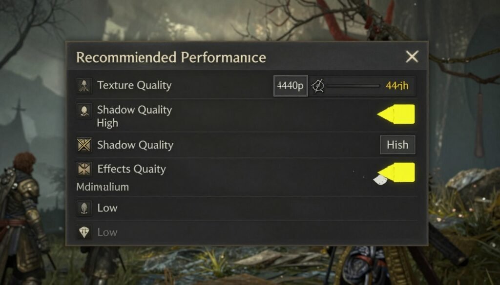 Elden Ring graphics settings menu optimized for performance