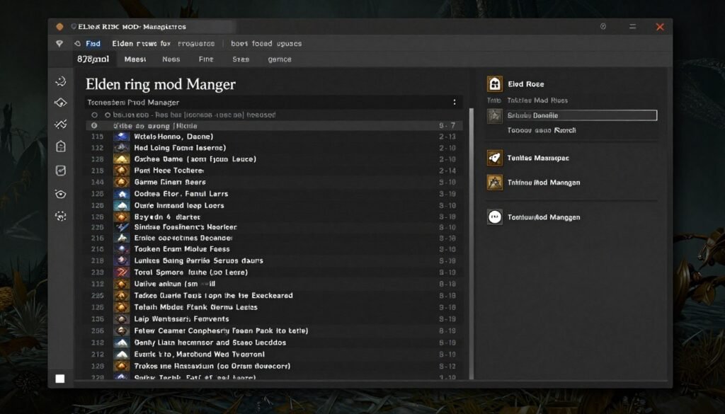 Elden Ring mod manager interface showing performance enhancement mods