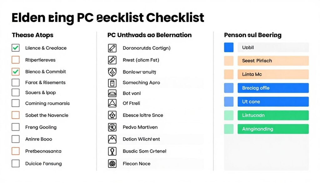 Elden Ring troubleshooting checklist showing step-by-step PC fix process
