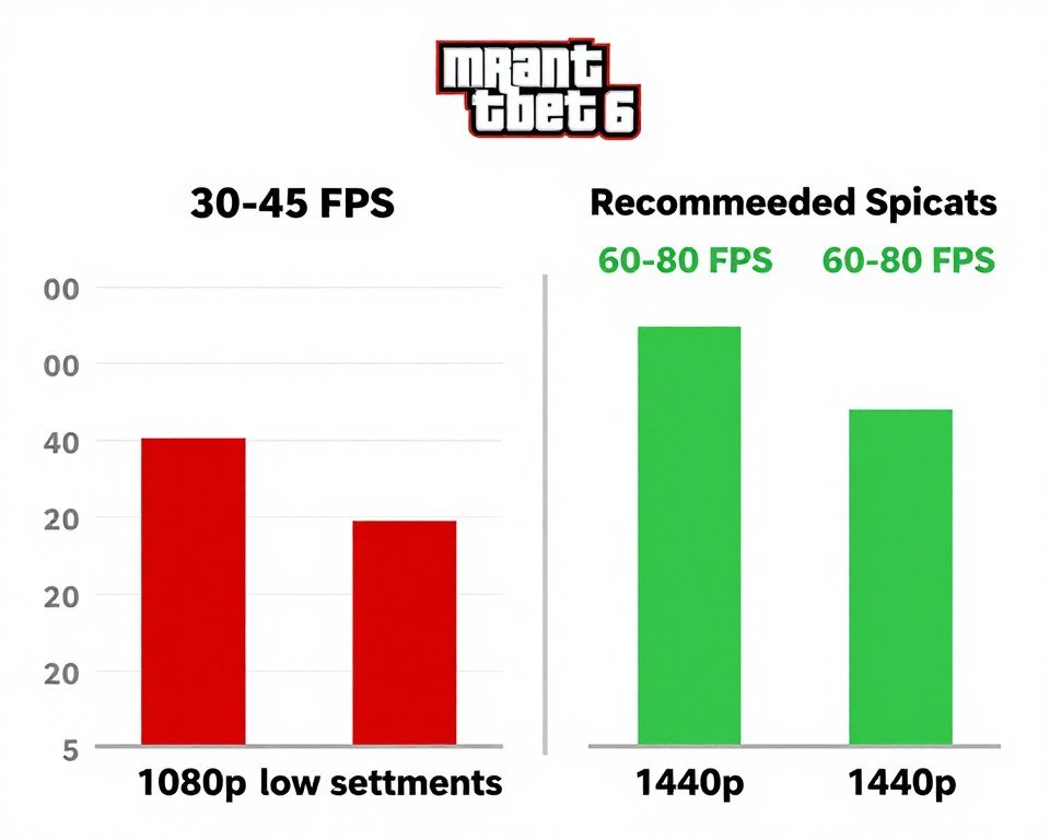 FPS comparison chart showing performance difference between minimum and recommended specs in GTA 6