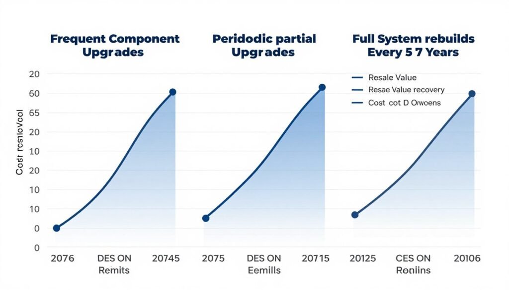 Financial analysis chart showing total cost of ownership for PC upgrades versus complete rebuilds Financial analysis chart showing total cost of ownership for PC upgrades versus complete rebuilds