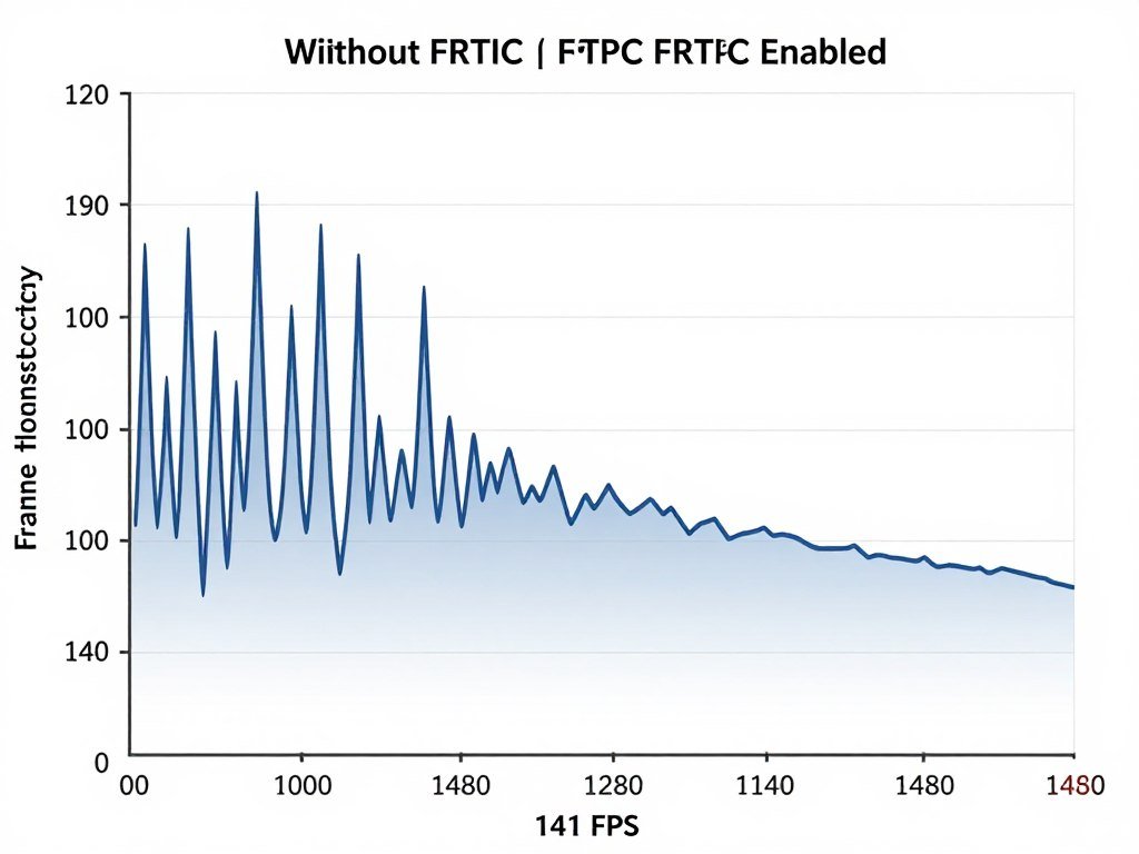 Frame time graph showing consistent frame delivery with FRTC enabled