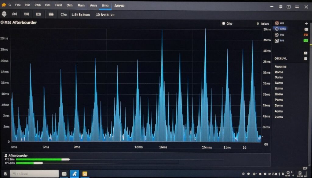 Frame time spike visualization during gameplay
