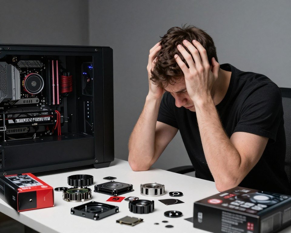 Frustrated PC builder realizing component mismatch issues