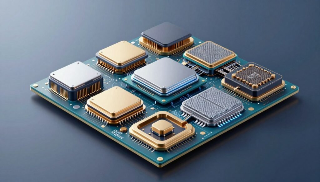 Future CPU architecture concept with chiplet design Future CPU architecture concept with chiplet design