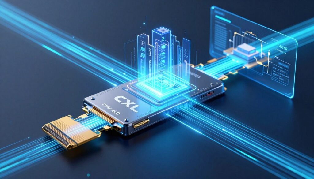 Future PCIe 6.0 and CXL technology concept illustration