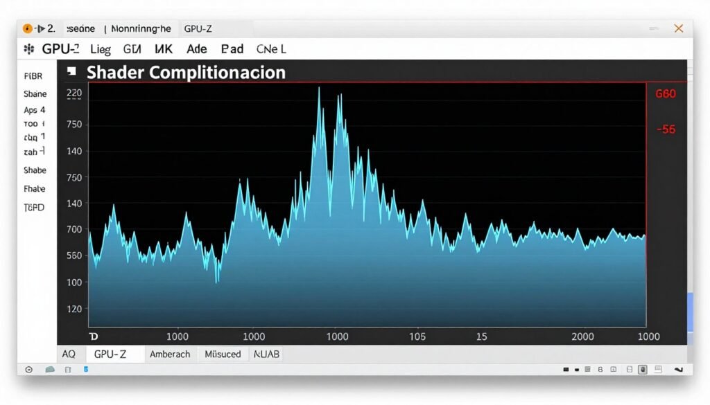 GPU-Z showing shader compilation activity and memory usage