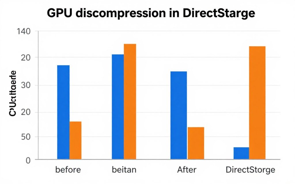 GPU decompression performance comparison chart showing CPU usage reduction