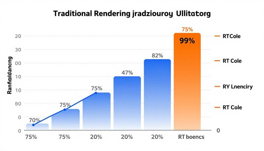GPU load comparison chart with and without ray tracing