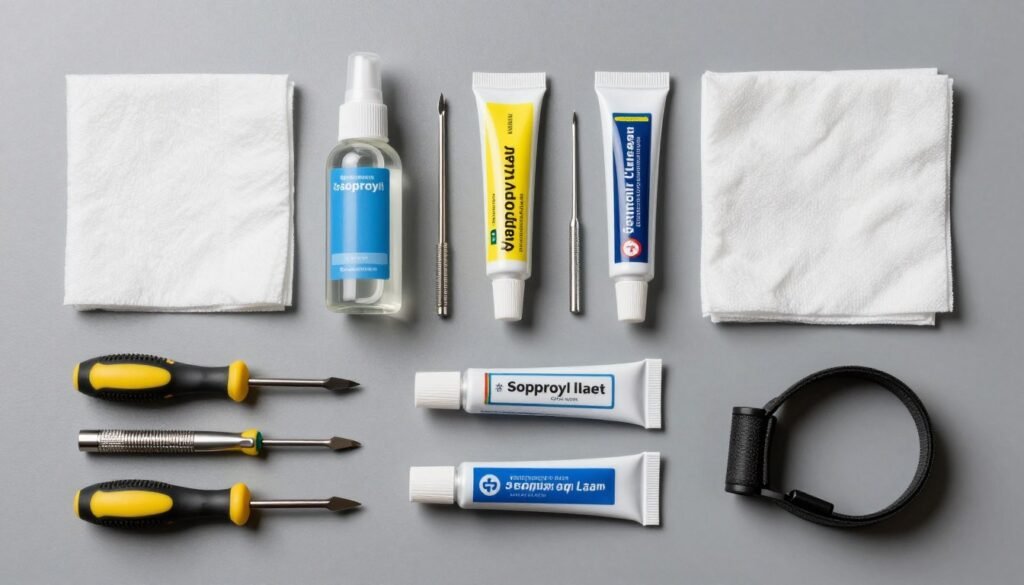 GPU re-paste tools isopropyl alcohol thermal paste graphics card maintenance