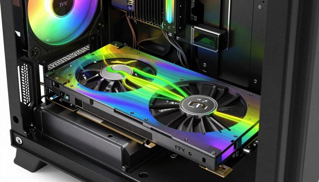 GPU thermal performance in ITX case with airflow visualization