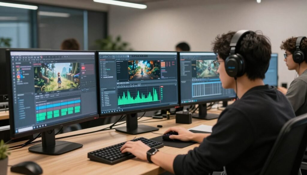 Game developer working on optimization for both local and cloud gaming platforms
