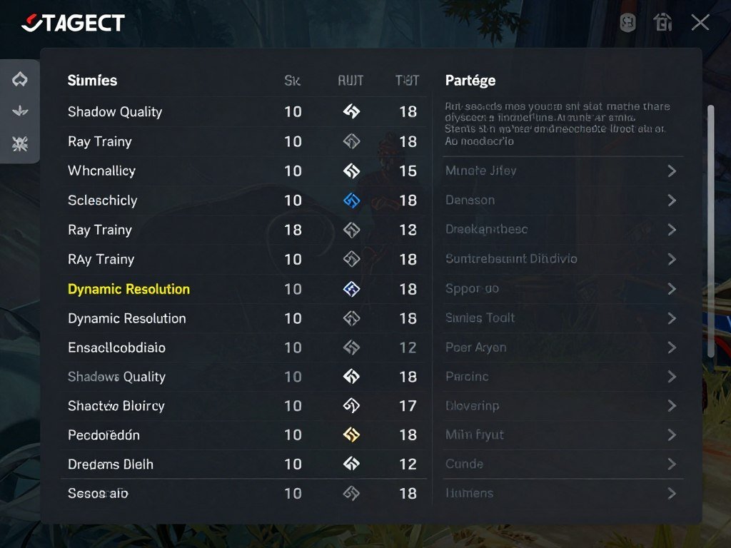 Game graphics settings menu showing settings that impact frame time