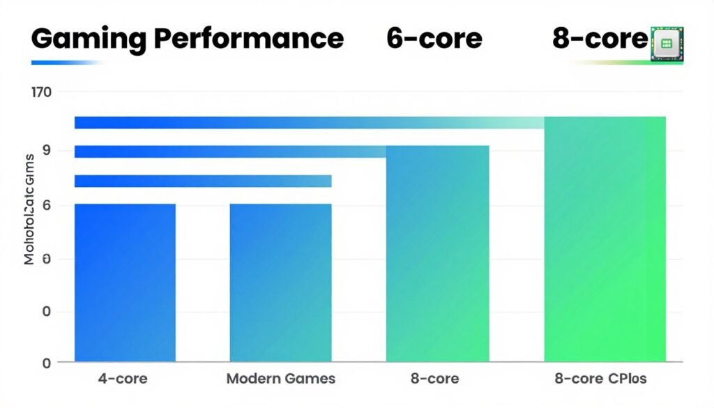 Gaming performance bar chart comparing core counts Gaming performance bar chart comparing core counts