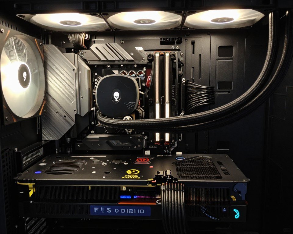 Gaming pre-built PC showing Alienware proprietary connector configuration