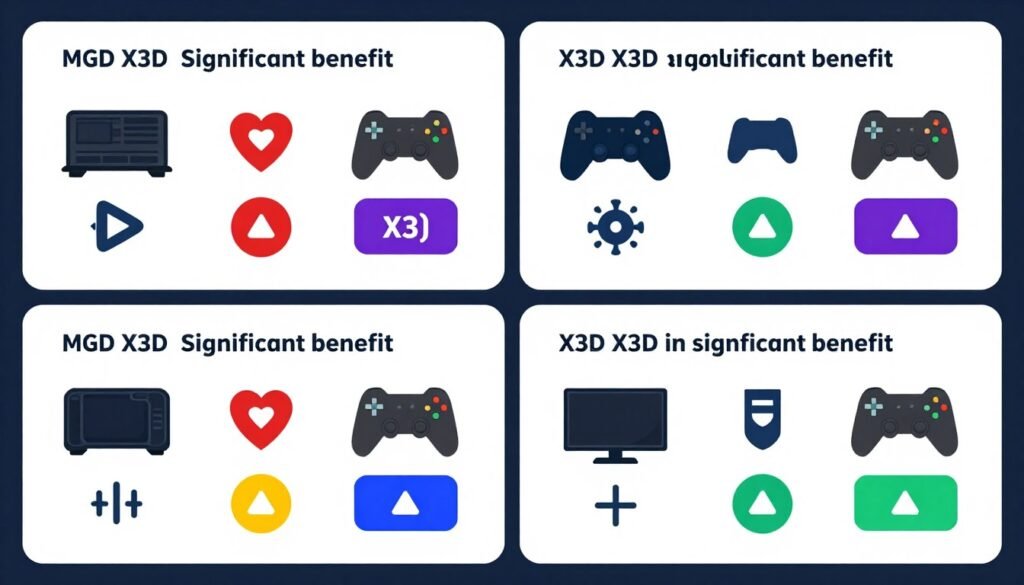 Gaming scenarios comparison showing where X3D makes biggest performance impact