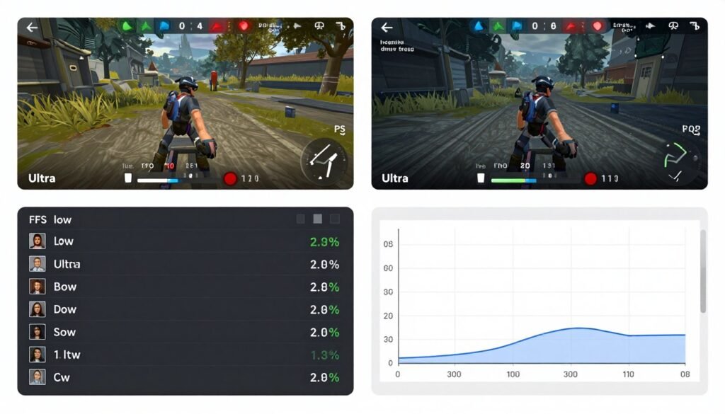 Graphics settings comparison showing minimal FPS impact