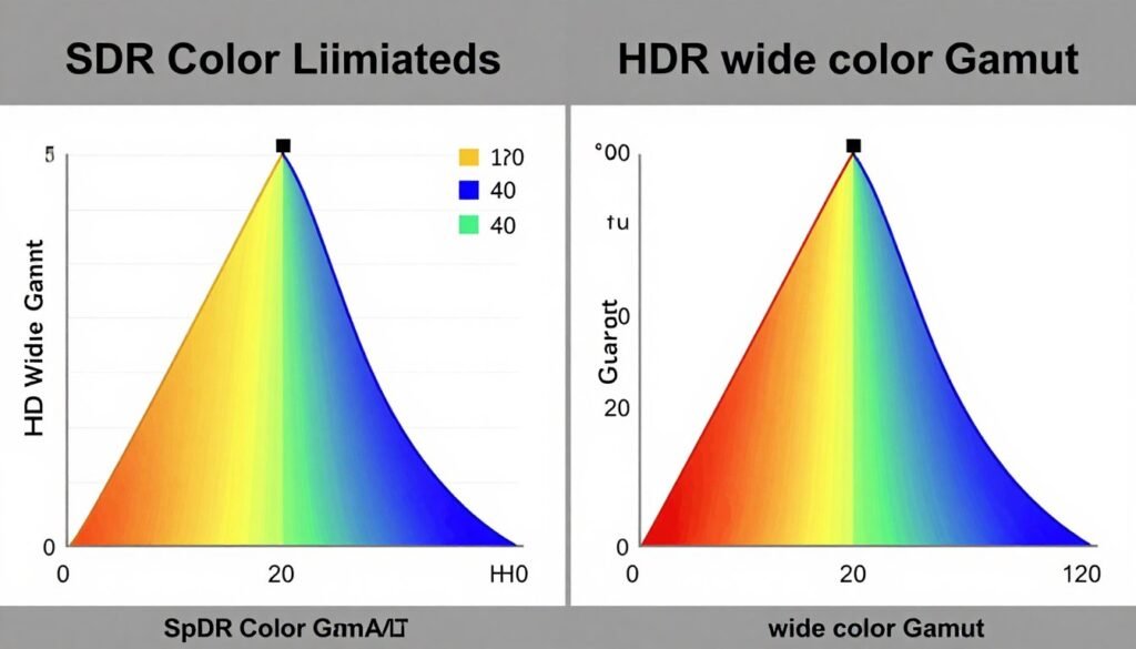 HDR and SDR color space comparison