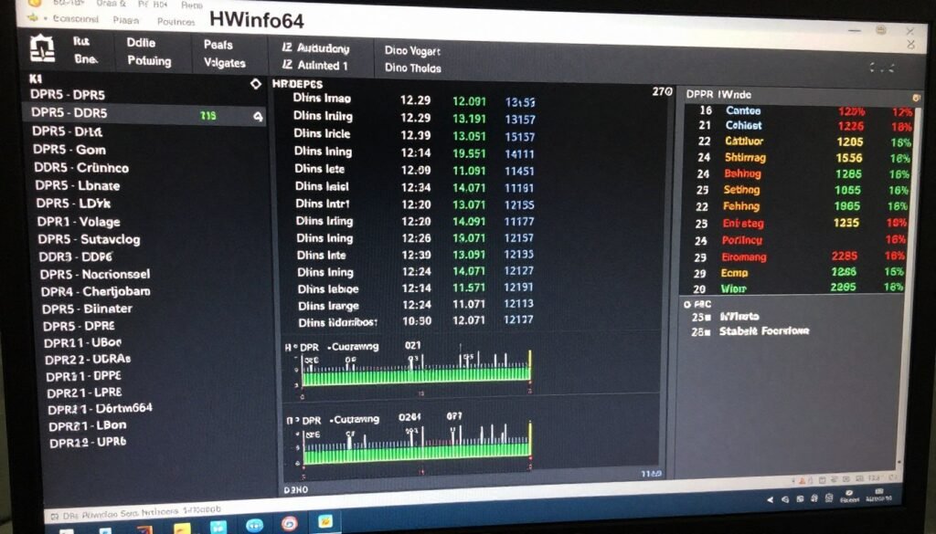Hardware monitoring software showing memory voltages and temperatures Hardware monitoring software showing memory voltages and temperatures
