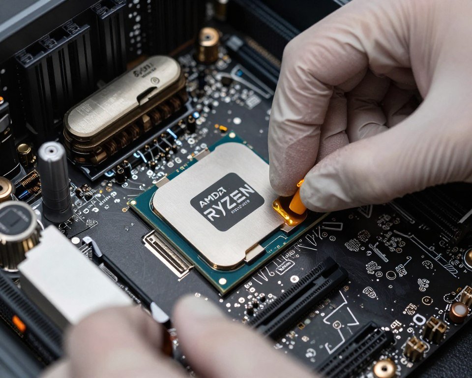 High-performance CPU and motherboard installation in premium build