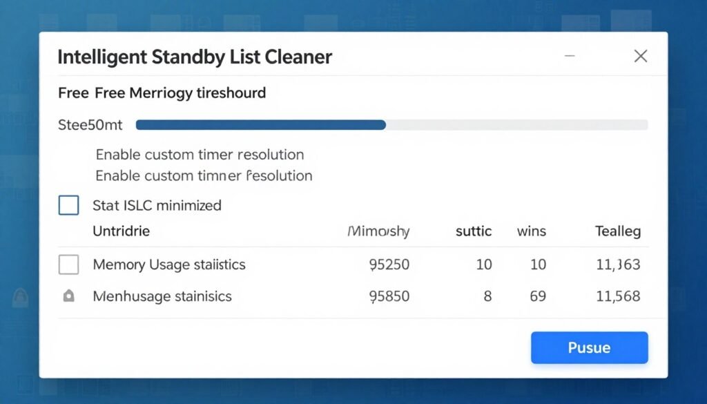 ISLC Guide interface showing program settings and memory monitoring controls