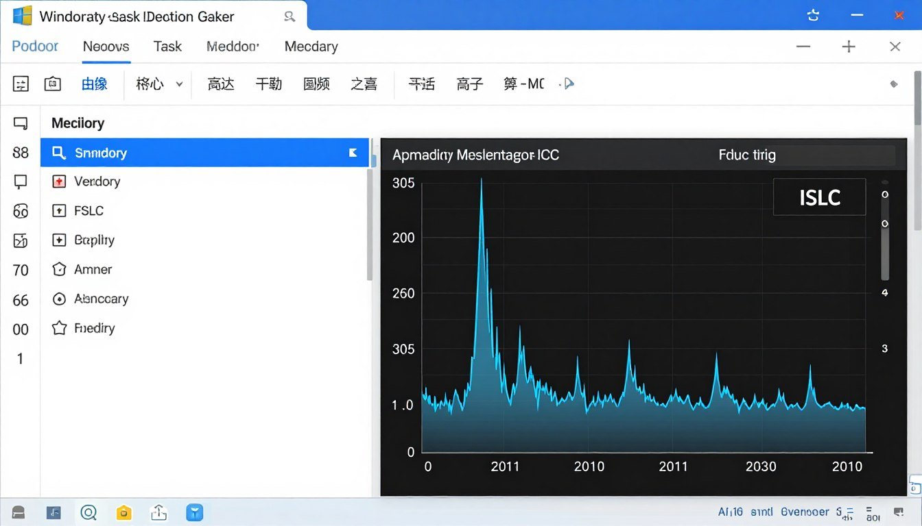 ISLC Guide showing Windows Task Manager with standby memory highlighted and gaming performance graphs