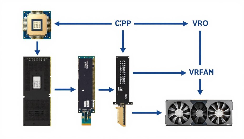 Memory latency diagram showing data path from CPU to GPU