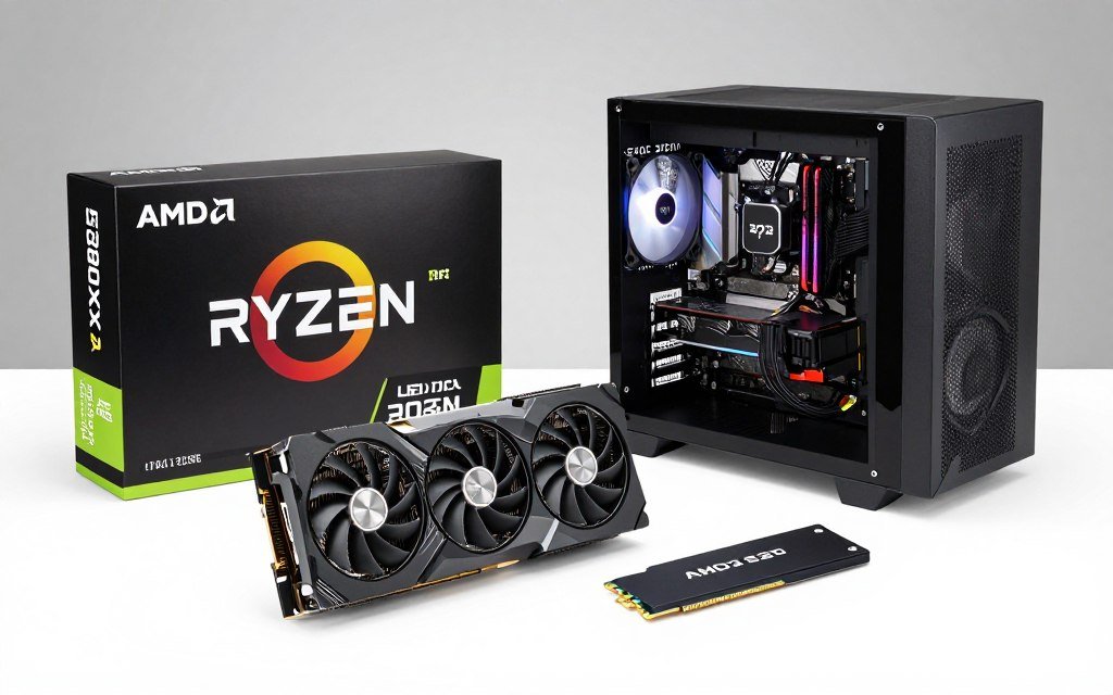 Mid-range gaming PC build with RTX 3080 and Ryzen 7 CPU showing recommended GTA 6 specifications