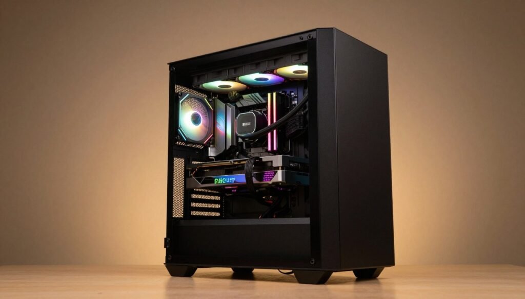 Modern gaming PC setup with high-end graphics card installed