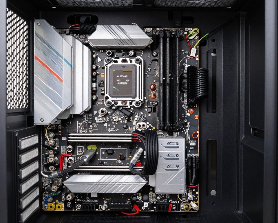Motherboard installation showing proper cable management