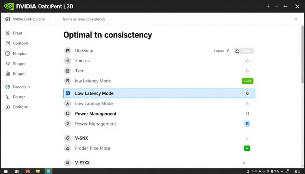 NVIDIA Control Panel settings for optimal frame time consistency