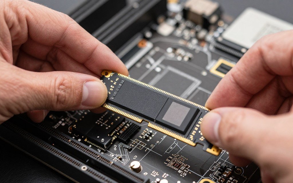 NVMe SSD installation in gaming PC showing proper heatsink mounting for sustained performance