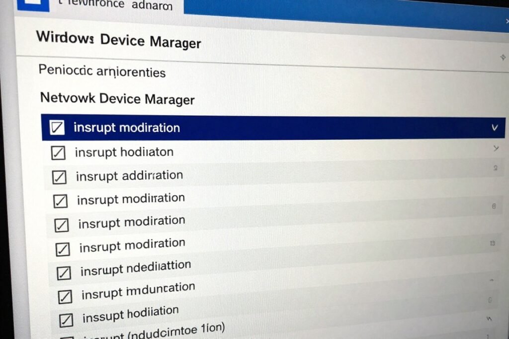 Network adapter settings and interrupt moderation disabled in Windows Device Manager for fixing DPC latency Network adapter settings and interrupt moderation disabled in Windows Device Manager for fixing DPC latency