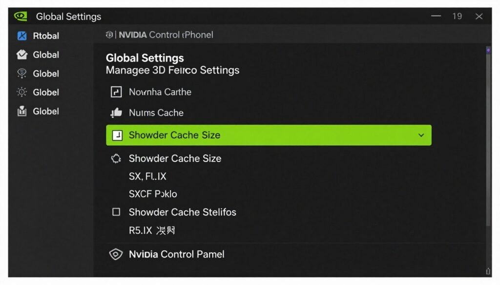 Nvidia Control Panel showing shader cache size settings maximized for optimal shader compilation fix performance Nvidia Control Panel showing shader cache size settings maximized for optimal shader compilation fix performance