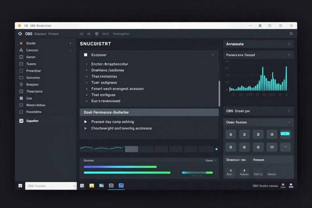 OBS Studio streaming software interface showing encoder settings and performance metrics for DPC latency optimization OBS Studio streaming software interface showing encoder settings and performance metrics for DPC latency optimization