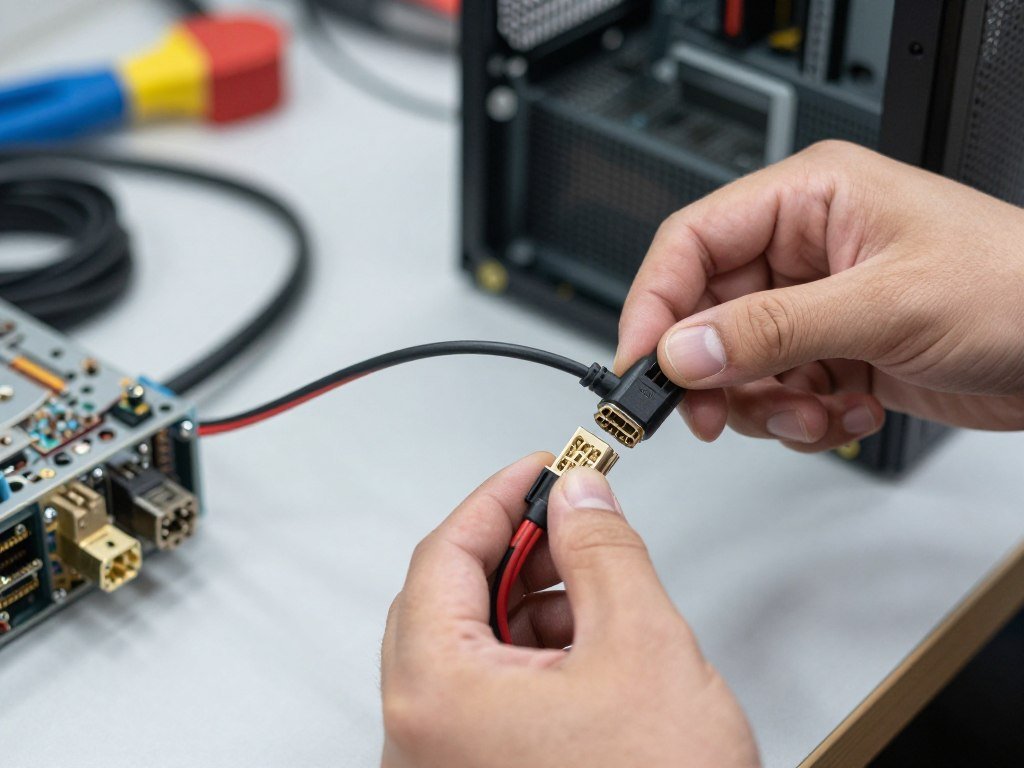 PC builder using adapter cables to work around proprietary connector limitations